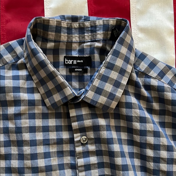Checkered Blue and Grey Button-Up Shirt - Picture 2 of 15